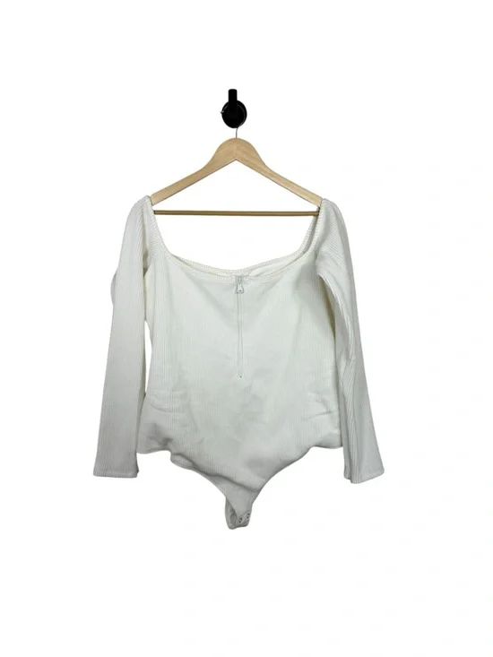 Good American Off Shoulder Half Zip Ribbed Bodysuit Cream Snap Close NWT 3XL (6) - Picture 5 of 16